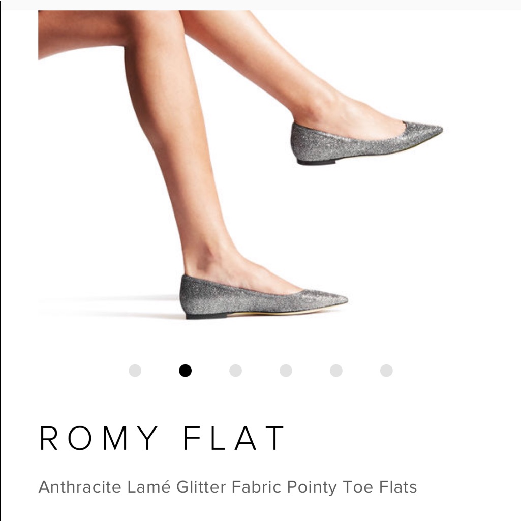 Jimmy Choo Silver Metallic Flats, Size 40